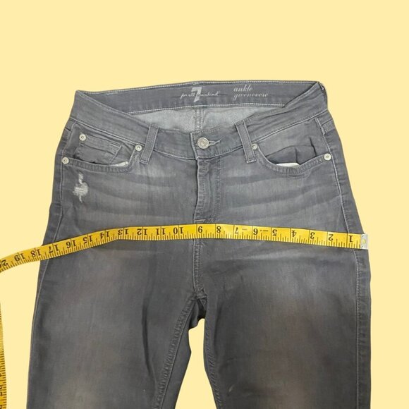 🔥 For All Mankind Ankle Skinny Distressed Grey Jeans – Size 26 - Picture 7 of 10